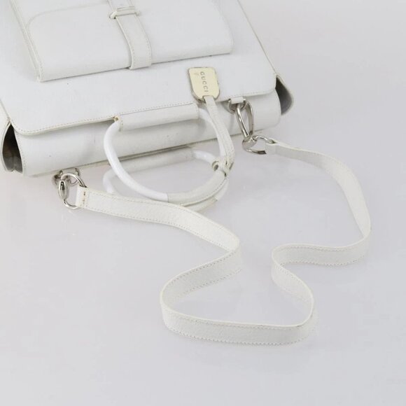 GUCCI Hand Bag Leather 2way White Silver - Picture 8 of 16